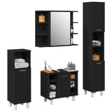 ZNTS Bathroom Furniture Set 4 Pieces Black Oak Engineered Wood Storage 3333047