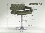 PU Leather Upholstered Swivel Bar Stool, Height Adjustable with Back, Armrest, Footrest, Green T3398P423519
