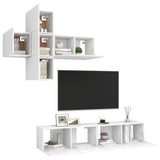 7 Piece TV Cabinet Set White Engineered Wood 3078707