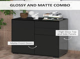 High Gloss Frame Sideboard, Push-Open Design with 2 Drawers for Living Room, Bedroom, 74H x 79W x T3398P343440