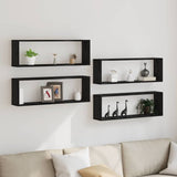 Wall Shelf 4 pcs Black oak 80 x 15 x 26 cm Engineered wood 862644