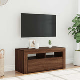 TV Cabinet with LED Lights Brown Oak 90x35x40 cm 822723