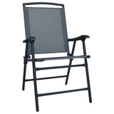 Chair Set of 2 Grey Textilene Medium Foldable Chair 47922