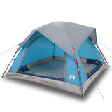Camping Tent Cabin 4-Person Blue Waterproof 4009453