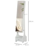 Jewellery Cabinet, Full Length Mirror with Storage, Free Standing Mirror with LED Lights, Hooks, T3398P340957