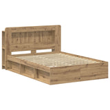 Bed Frame with Storage Artisan Oak 135 x 190 cm Engineered Wood 3433478