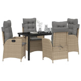 Garden Dining Set with Cushion 5 pcs Beige Poly Rattan 3380514