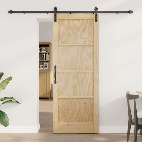 Sliding Door Manual Natural and black 78 x 202 cm 3333302