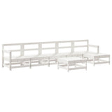 7 Piece Garden Lounge Set White Solid Wood Pine 3186425