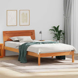 Bed Frame with Headboard Wax Brown 100 x 200 cm Solid Pine Wood 872793