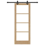 Sliding Door Natural 78 x 202 cm Solid Pine Wood and Glass 3332271