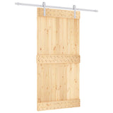 Sliding Door Natural and White 100 x 210 cm Solid Pine Wood 3444956