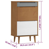 Shoe Cabinet MOLDE Brown 59,5x35x103 cm Solid Wood Pine 350525