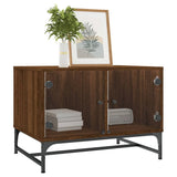Coffee Table with Glass Doors Brown Oak 68.5x50x50 cm 836545