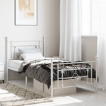 Metal Bed Frame without Mattress with Footboard White 100x190cm 374400