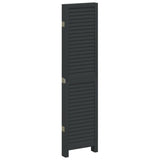 Room Divider 5 Panels Black Solid Wood Paulownia 358853