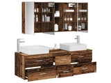 Bathroom Furniture Set 4 pcs Old Wood Engineered Wood and Glass 3406789