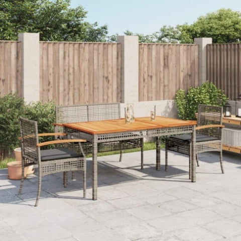 ZNTS 4 Piece Garden Dining Set with Cushions Grey Poly Rattan 3213576