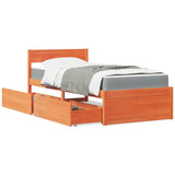Bed with Drawers and Mattress Wax Brown 100x200 cm Solid Wood Pine 3281906