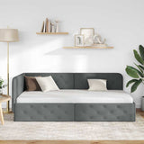 Corner Bed Frame with Headboard Dark Grey 90 x 200 cm Fabric 42016496