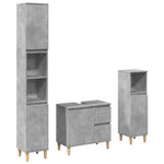 ZNTS 3 Piece Bathroom Furniture Set Concrete Grey Engineered Wood 3324945