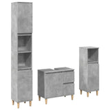 ZNTS 3 Piece Bathroom Furniture Set Concrete Grey Engineered Wood 3324945