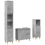 3 Piece Bathroom Furniture Set Concrete Grey Engineered Wood 3324945