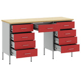 Work Cabinet with Drawer 3 pcs Red Engineered Wood and Steel 3321377