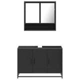 ZNTS 2 Piece Bathroom Furniture Set Black Engineered Wood 3300920