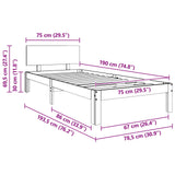 Bed Frame with Headboard Wax Brown 70 x 190 cm Solid Pine Wood 863953
