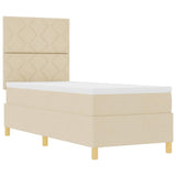 Box Spring Bed with Headboard Cream 80 x 200 cm Fabric 3339656