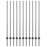 Embedded Fence Post 11 pcs Grey 180 cm Powder-Coated Steel 42006285
