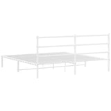 Metal Bed Frame without Mattress with Headboard White 183x213cm 355419