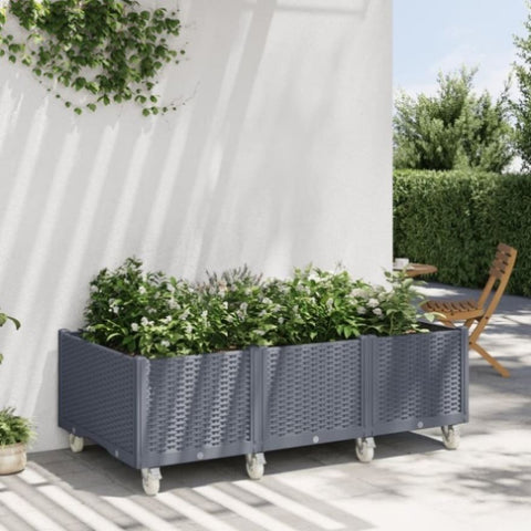 ZNTS Garden Planter with Wheels Blue Grey 150x80x54 cm PP 367978