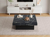 Modern square coffee table with marble look, Centre Tea Table with 4 Sliding Drawers, Coffee End N605P375112B