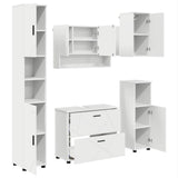 Bathroom Furniture Set 5 pcs White Engineered Wood and Metal 3393063