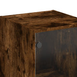 Highboard with Glass Door Smoked Oak 35x37x142 cm 836445