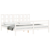 Bed Frame without Mattress White 200x200 cm Solid Wood 3194137
