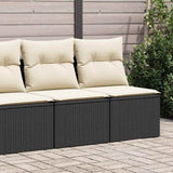2 Piece Garden Sofa Set with Cushions Black Poly Rattan Acacia 3325242