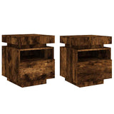 Bedside Cabinets with LED Lights 2 pcs Smoked Oak 40x39x48.5 cm 836793