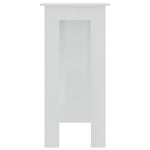 Bar Table with Shelf High Gloss White 102x50x103.5 cm Engineered Wood 809464