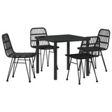 Garden Dining Set 5 pcs Black Powder-Coated Steel 3379199