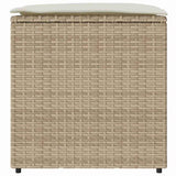 Cushion Box with Storage Beige 50 x 50 x 50 cm Poly Rattan 365412