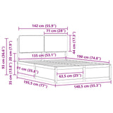 Bed Frame with Upholstered Headboard Taupe 135 x 190 cm 3398172