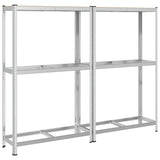 2-Layer Tyre Shelves 2 pcs Silver 110x40x180 cm Steel&Engineered Wood 4016969