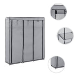 Wardrobe with Compartments and Rods Grey 150x45x175 cm Fabric 282456