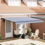 Retractable Awning Blue and White 400 x 300 cm 3330486