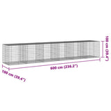 Gabion Basket with Cover 600x100x100 cm Galvanised Iron 3295200