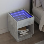 ZNTS Bedside Table with Infinity LED Concrete Grey 40x40x50 cm 3284080