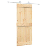 Sliding Door Natural and White 85 x 210 cm Solid Pine Wood 3445010